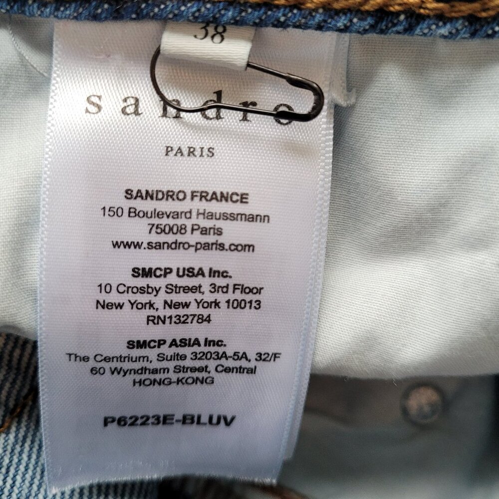 sandro High Waist Straight Leg 100% Cotton Jeans EU Size 38/US 6 - Picture 8 of 10